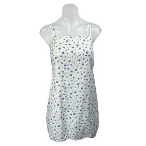 American Eagle White Linen Floral Sleeveless Cami Camisole Mini Tank Dress Sz M